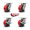 Service Caster 6 Inch Heavy Duty Red Poly on Cast Iron Wheel Swivel Caster Set with 2 Brakes SCC-KP92S630-PUR-RS-2-SLB-2 - alternate 4
